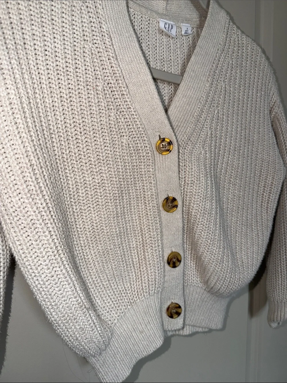 GAP Cream Button-Front Knit Cardigan